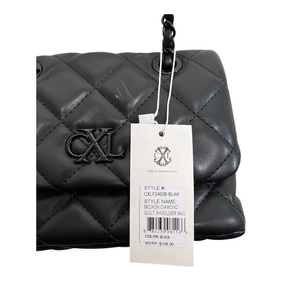 NWT Christian Lacroix Beckon Quilted Shoulder Crossbody Vegan Minimalist Black - Picture 2 of 8